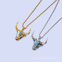 Fashion Retro Bull Head Gold-plated Silver Jewelry Pendant Jewelry Stainless Steel Jewelry Necklace Accessories